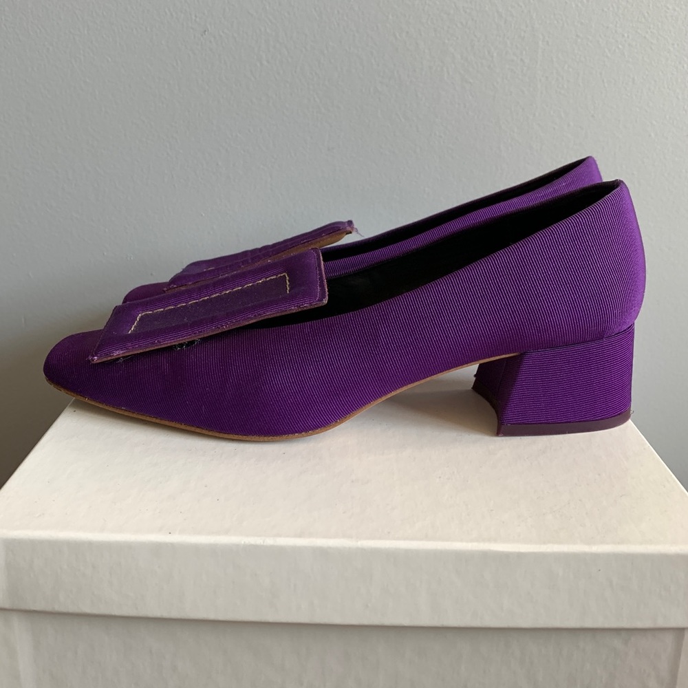 Miista London Purple Fabric Heels